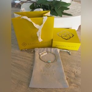 Kendra Scott Grayson Stretch Bracelet Gold w/Light Blue Magnesite